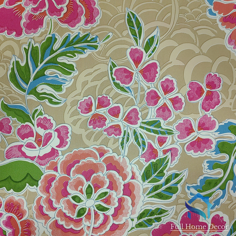 Papel de parede floral 53 cm x 10mt vinilico - Full Home