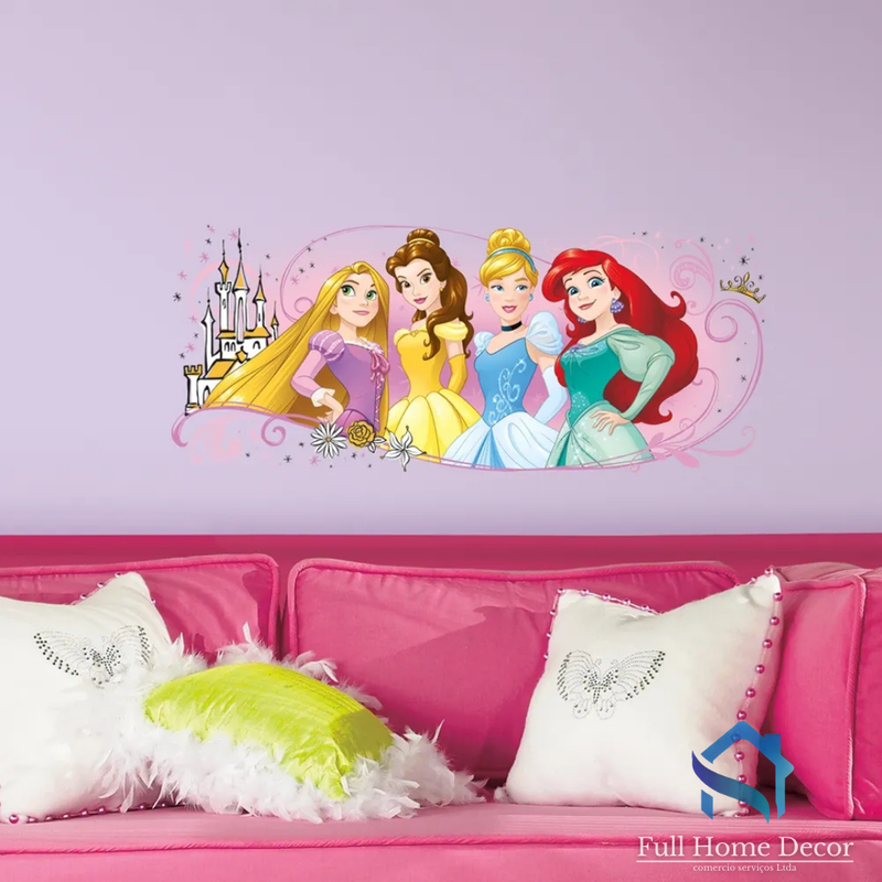 Adesivo de Parede Princesas e amigas de aventura 45,7cm x 101,6cm - Full Home