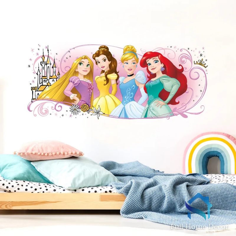 Adesivo de Parede Princesas e amigas de aventura 45,7cm x 101,6cm - Full Home