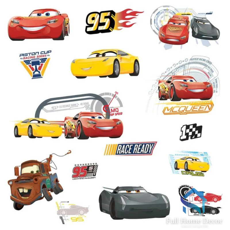 Adesivo de Parede Carros 3 importado 25.4cm x 45.7cm - Full Home